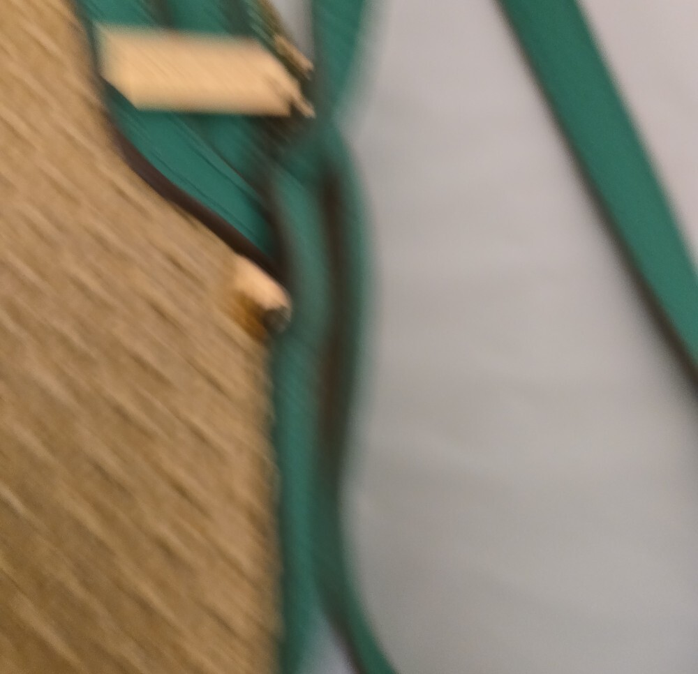 Anne Klein Woven Straw & Green Leather Trim Handbag – Pre‑Loved - Picture 13 of 14